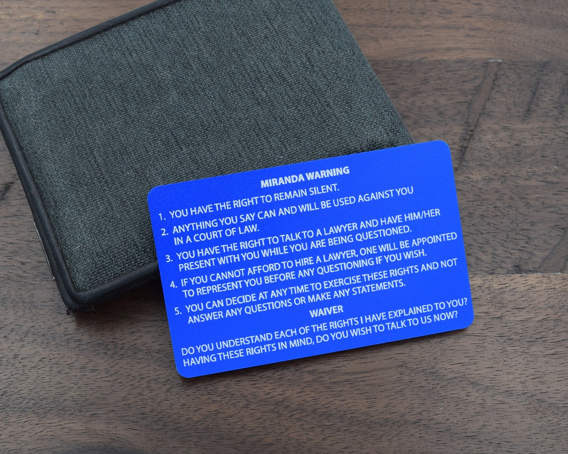 Printable Miranda Rights Card