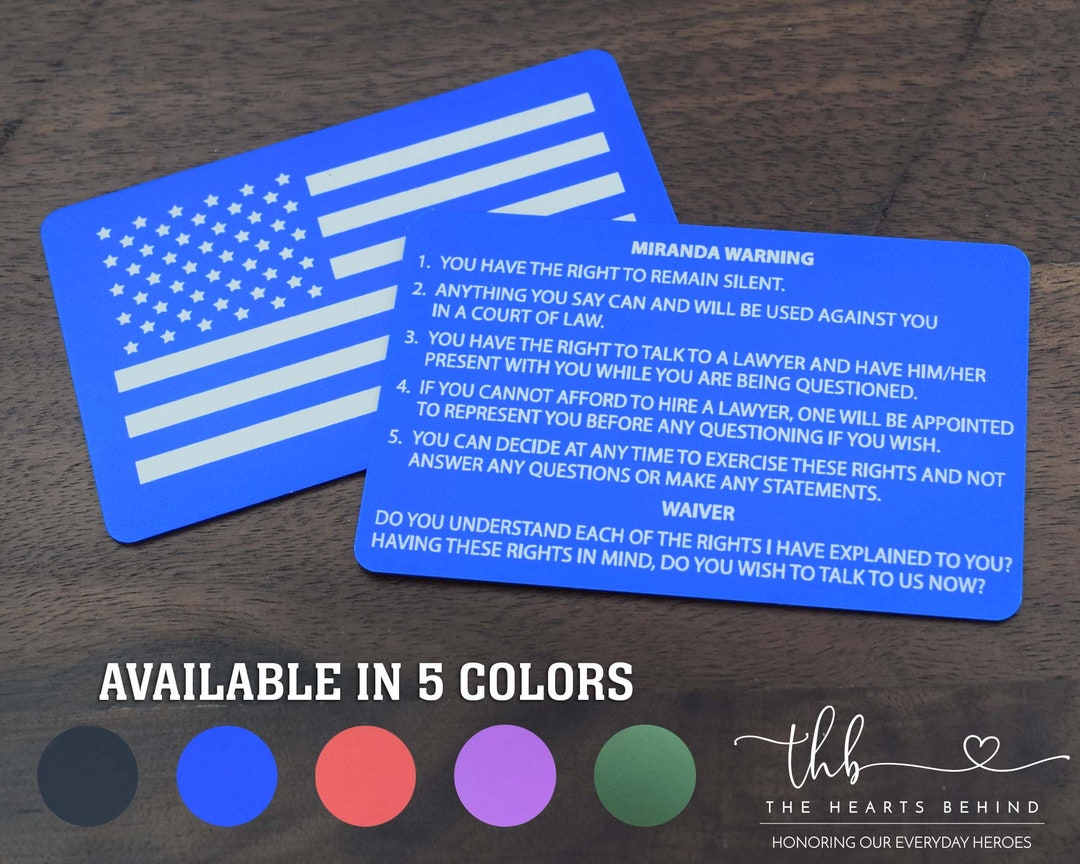 Engraved Miranda Card, Miranda Rights, Laser Engraved Miranda Rights ...