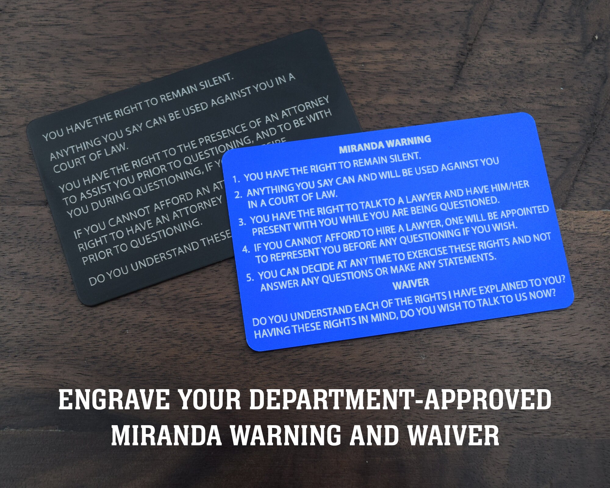 Engraved Miranda Card Miranda Rights Laser Engraved Miranda | Etsy