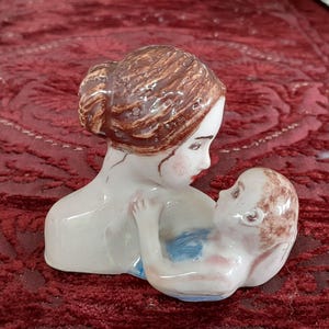 ceramic mini sculpture, handmade home decor, mother and child figure,