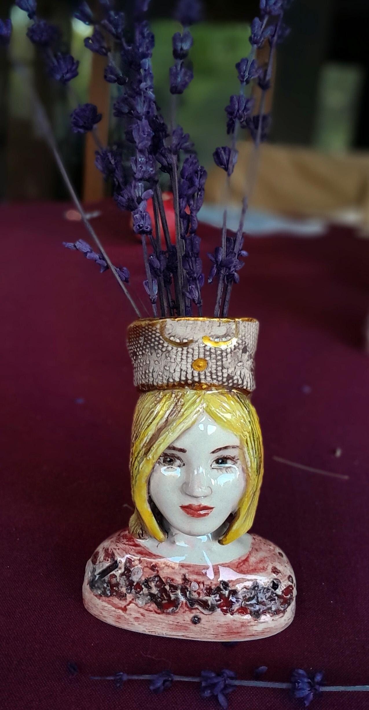Handmade Ceramic Princess Vase: Mini Sculpture Home Decor product image