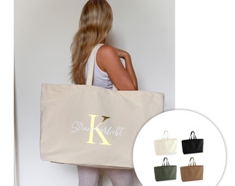 Sac de plage XXL avec nom | personnalisé | Acheteur XXL | sac personnalisé | Sac en tissu | Cadeau | Initiales | Maman | Grand-mère | tante