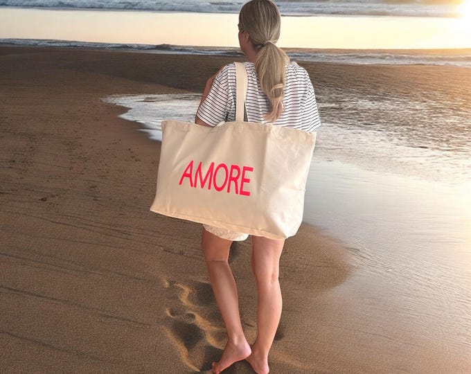 XXL beach bag | Statement I Ciau, HAPPY, Salty, AMORE, Love | personalized with initials | Shopper | personalized bag | gift