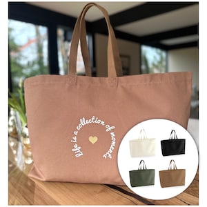 XXL Strandtasche XXL Shopper personalisierte Tasche mit Herz Geschenk Tasche mit Spruch Life is a collection of moments Bild 1