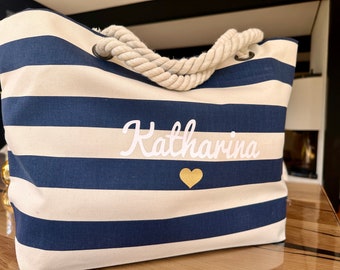 Strandtasche mit Name | personalisiert | Shopper | personalisierte Tasche | Stofftasche | Geschenk | Freundin | Mama | Oma | Schwester |