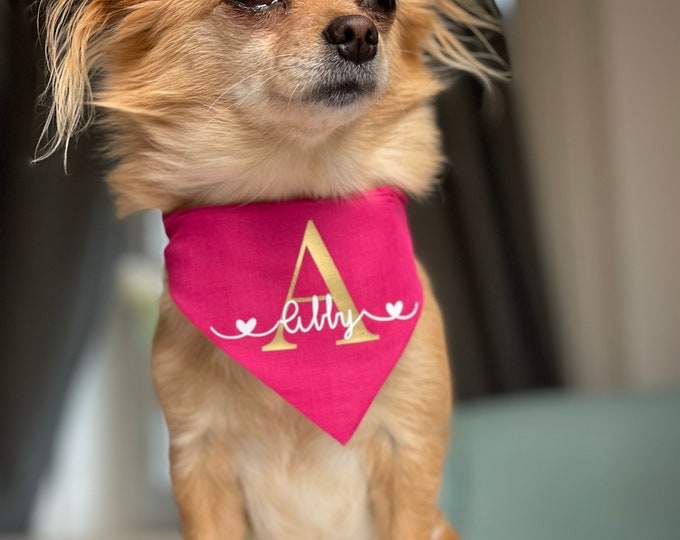 Dog scarf with name | Bandana for dogs | Dog scarf | Pink