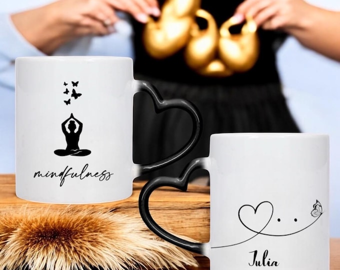 Magic mug, yoga mug mindfulness personalized with name, yoga gift, yoga mug, gift idea, coffee lover, surprise gift