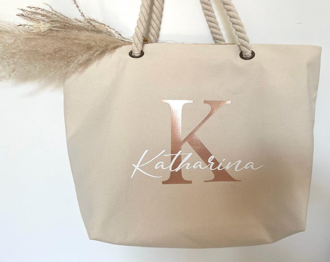 Beach bag with name | personalized | shopper | personalized bag | fabric bag | jute bag | gift | MRS. | initial | mom | grandma