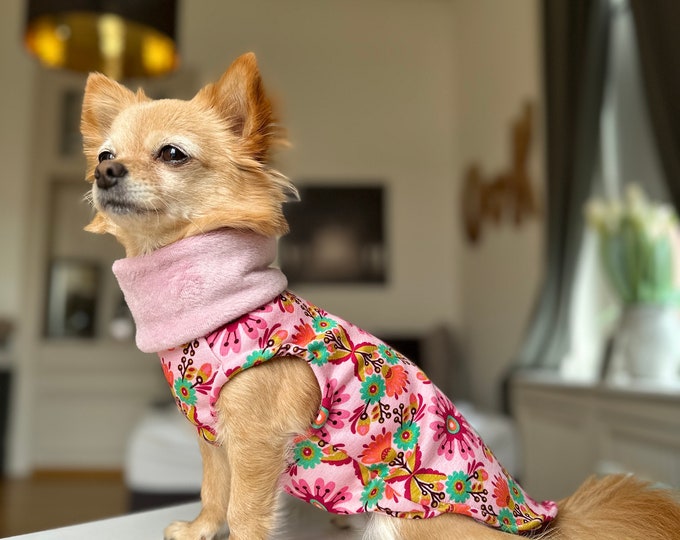 Dog Sweater Mandala Pattern Colorful, Lined for Small Dog / Chihuahua