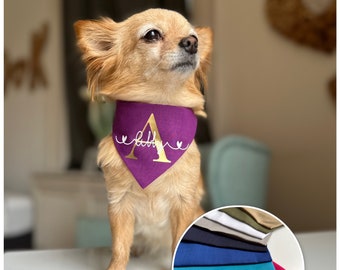 Dog bandana personalized with name in different colors for all dog breeds
