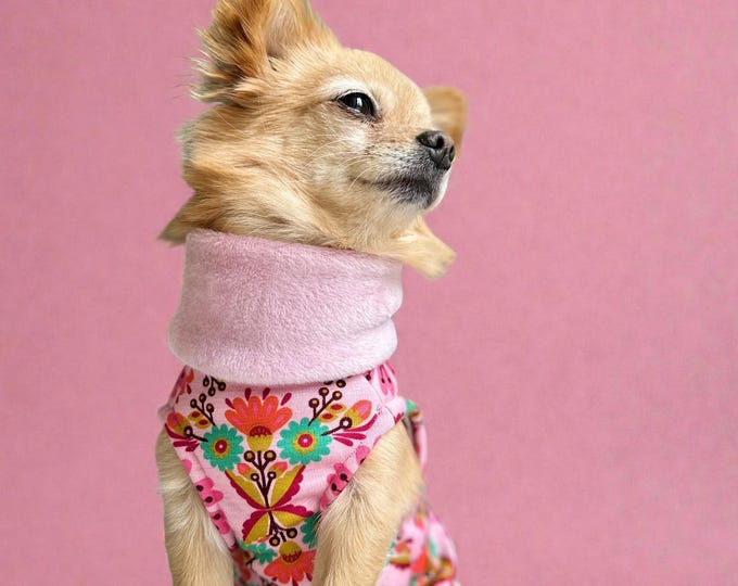 Dog sweater with mandala flower pattern, lined for small dogs / Chihuahua