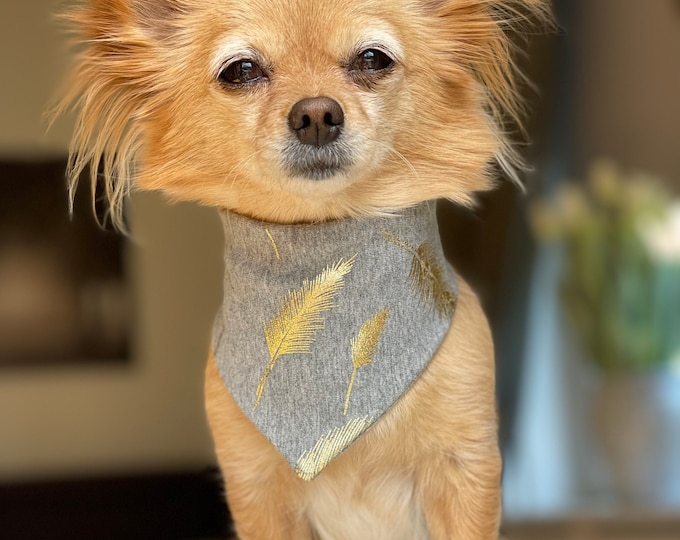 Dog Scarf Gold Feathers for Chihuahua / Small Dog