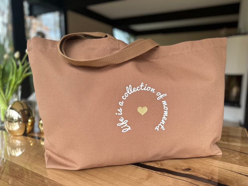 XXL Strandtasche XXL Shopper personalisierte Tasche mit Herz Geschenk Tasche mit Spruch Life is a collection of moments Bild 8