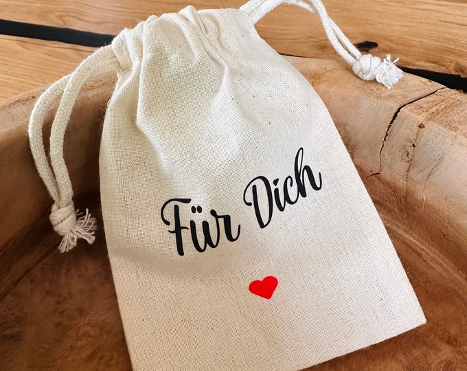 Fabric bag, gift bag, storage bag, cotton bag, personalized design "For You", "From the Heart", "Thank You"