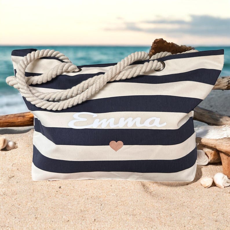 Personalized beach bag | Shopper | Personalized bag | Tote bag | Gift | Girlfriend | Mom | Grandma | Sister image 2