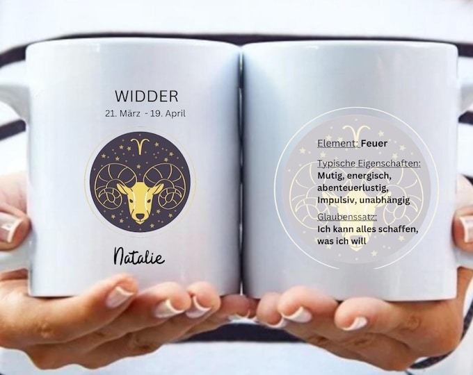 Zodiac sign mug personalized with name, horoscope, gift girlfriend, astrology gift, belief and characteristics
