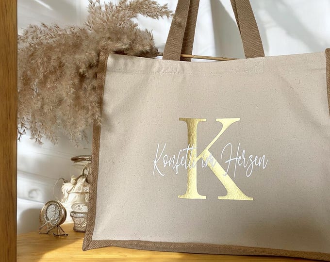 Jute shopper, bag with name, gift Christmas, GRANDMA, MOM, sister
