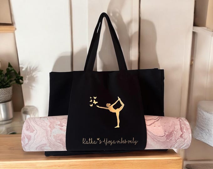 Yoga tote bag personalized with name, sports bag, gift for girlfriend, gift, Pilates bag