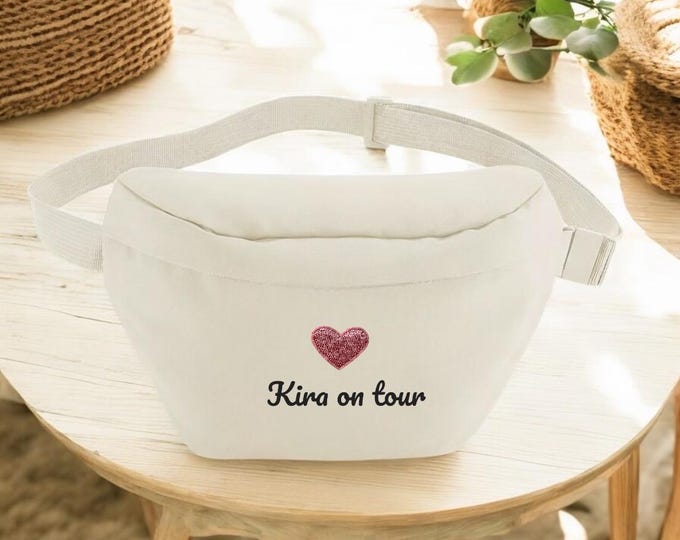 Personalized bum bag with heart name, belt bag, birthday gift, Valentine's Day, Christmas, JGA, minimalist, heart