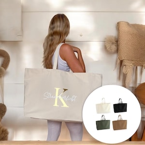 XXL Strandtasche mit Name | personalisiert | XXL Shopper | personalisierte Tasche | Stofftasche | Geschenk | Initialen | Mama | Oma | Tante