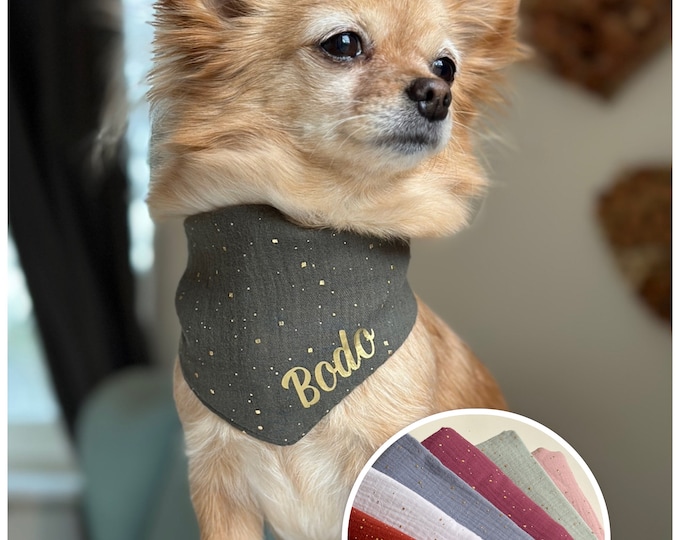 Dog scarf | Bandana for small dogs/Chihuahua | Dog fashion | Dog scarf with name | without name