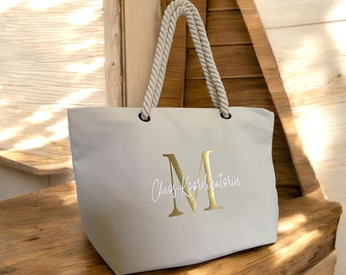 Beach bag with name | personalized | shopper | personalized bag | fabric bag | jute bag | gift | MRS. | initial | mom | grandma