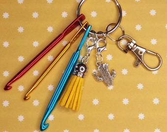 Porte-clés avec 3 crochets - "Kit d'urgence pour le crochet" - 3 petits crochets colorés de 3 mm, 4 mm et 5 mm