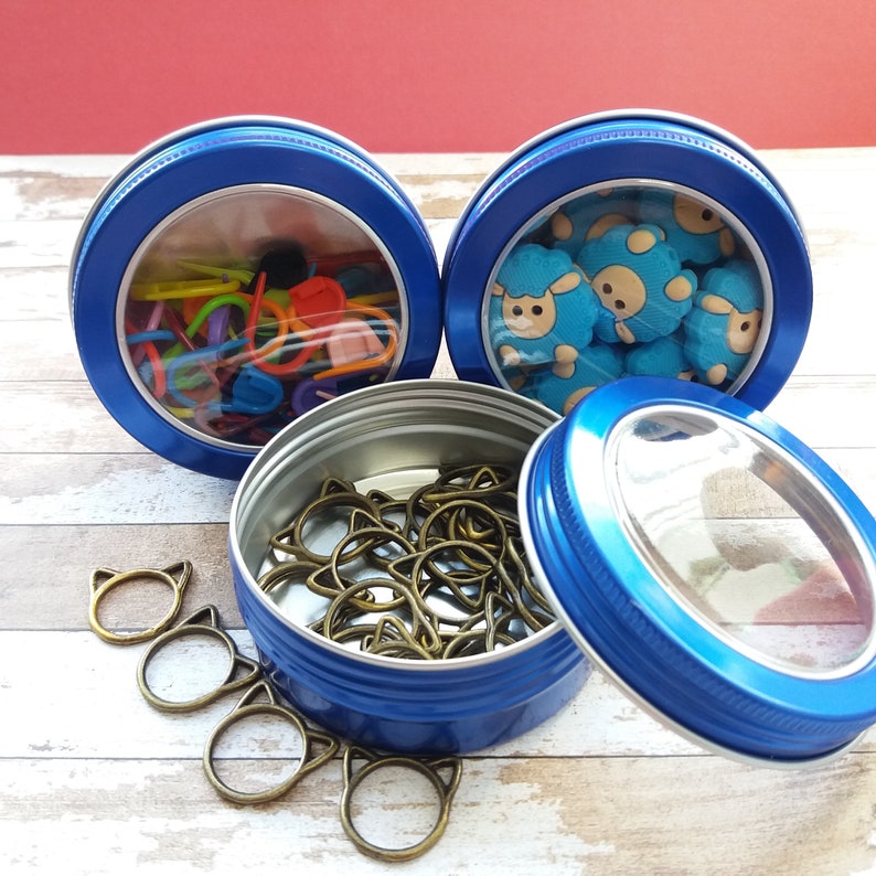 Boîtes en aluminium avec fenêtre pour accessoires de couture, tricot, accessoires de crochet, boîtes à cosmétiques, bijoux, rangement image 7
