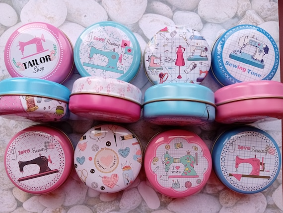 Boîte à aiguilles/boîte à métal/boîte à quilting/boîte de rangement/souvenirs/boîte à accessoires tricot sur le thème la couture