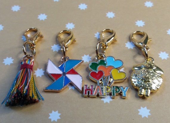 Stitch markers, 4 pendentifs Happy, Mouton, anneaux marqueurs de tricot, cadeau de tricot, accessoire de crochet, fait main