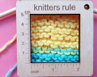 Jauge d'échantillon de tricot ou de crochet en bois gravé au laser, jauge de règle de tricot, Jauge de point