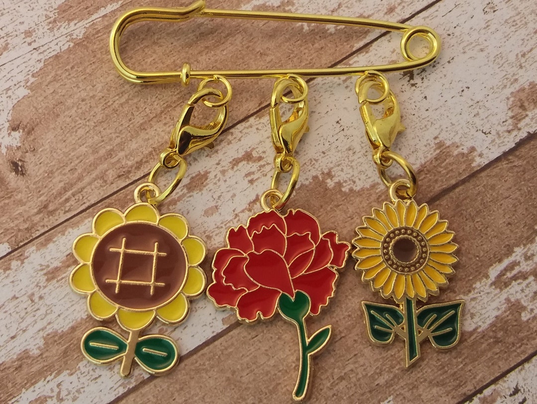Épingle à Chapeau Ou Broche Fleur En Or 18 Carats - Décor Verroterie Et émail - Occasion