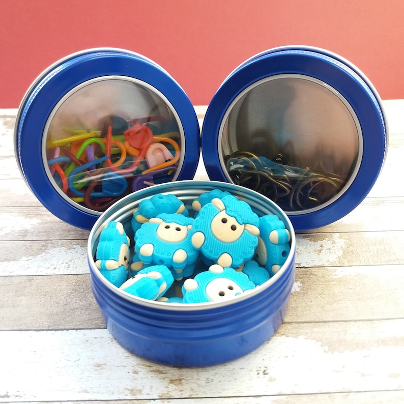 Boîtes en aluminium avec fenêtre pour accessoires de couture, tricot, accessoires de crochet, boîtes à cosmétiques, bijoux, rangement image 2