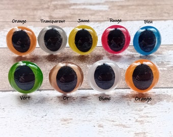 Safety eyes, cat eyes 12 mm, 2 pairs of coloured safety eyes, ideal for your stuffed animals, amigurumis or other creations