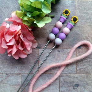 Bâtons amigurumi (2 Amisticks), Bâtonnets de couture Amigurumi Outils de crochet et de tricot, Thème Tournesols, Bâtons de crochet et de tricot