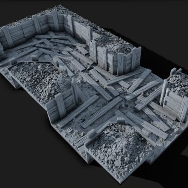 3D Printable Trench Terrain | 6" x 6" Tiles | STL Files | Modular Battlefield - Trench Pack