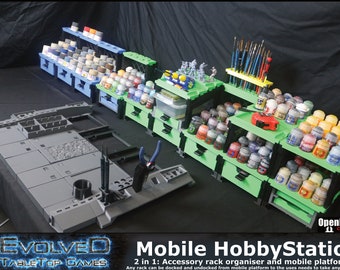 3D Printable Mobile Hobby Station: 2-in-1 Rack & Platform (STL Files)
