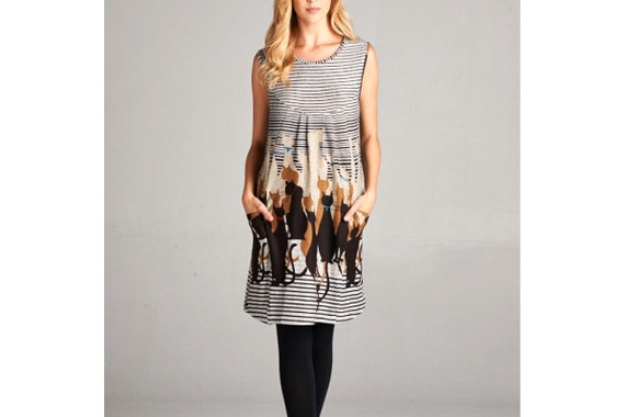 Cat Print Tunic Dress