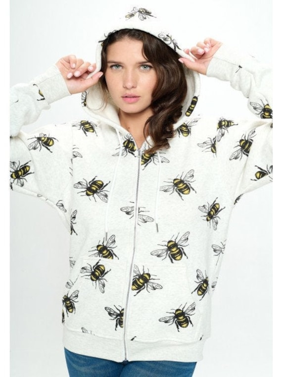 Oversized Hood Print Zip Through Hoodie | boohoo