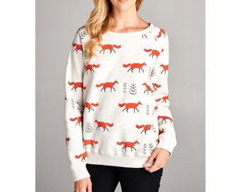 All Over Fox Print Sweatshirt - Etsy