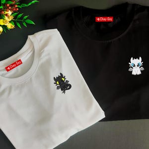Camisetas de pareja de Toothless y Light Fury, regalo para ella y para él, camisetas unisex, divertidas camisetas de aniversario para el día de San Valentín (1 pieza)