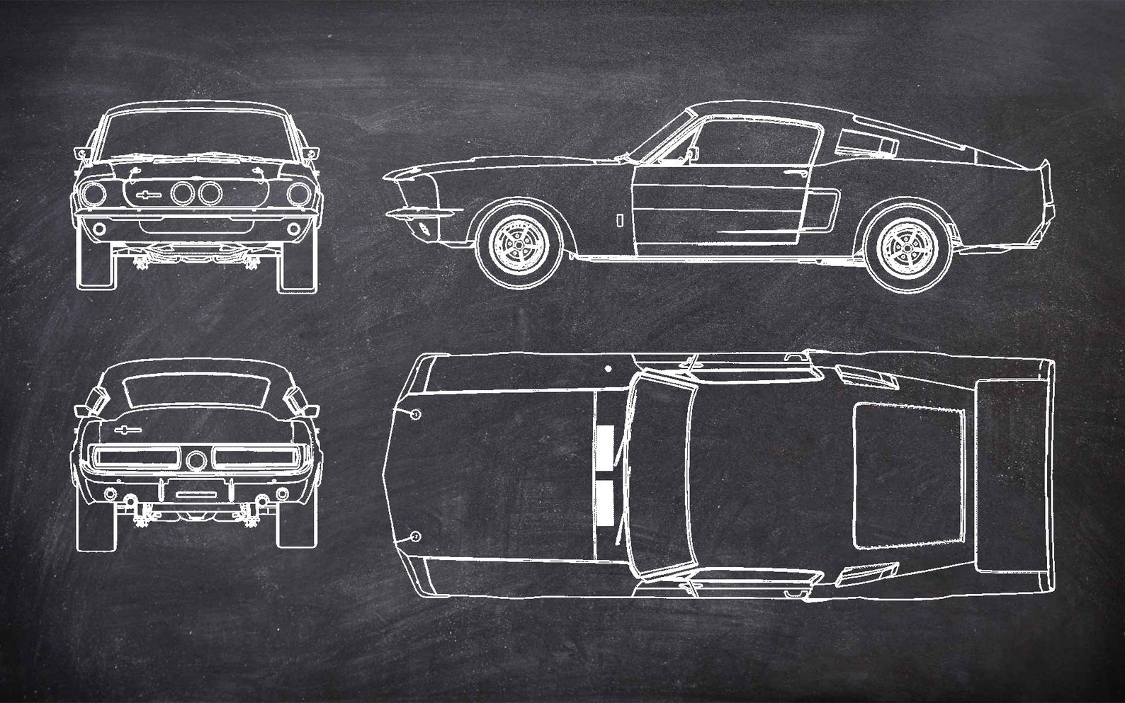 mustang-shelby-gt-500-1967-blueprint-poster-car-art-black-etsy