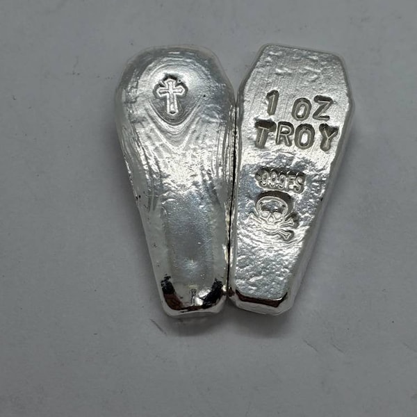 1 .999 Silver coffin weighing 1 troy ounce.