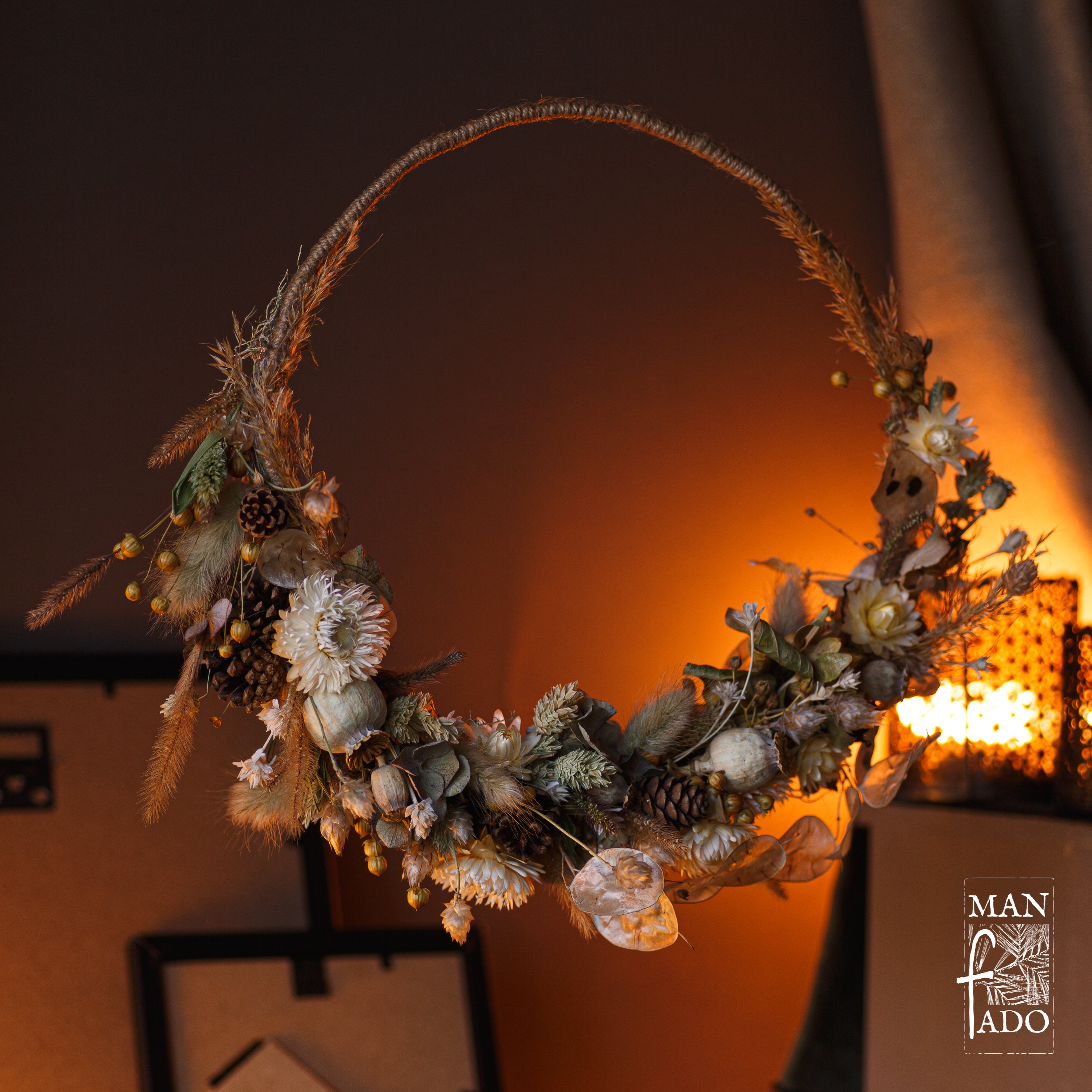 Couronne Murale de Fleurs Séchées