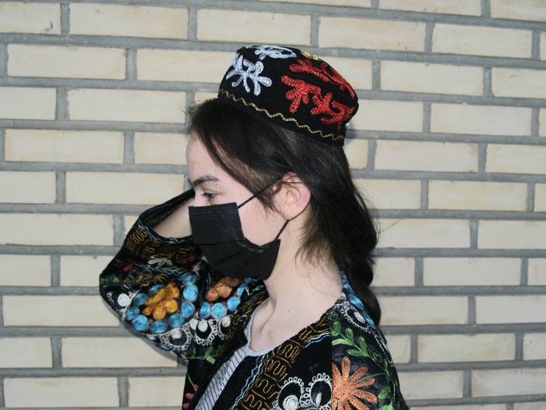 Tubiteika Uzbek Traditional Embroidery Ethnic Vintage Hat Bohemian skullcap Tubeteika kufi kippah Boho hat Duppi Boho clothing