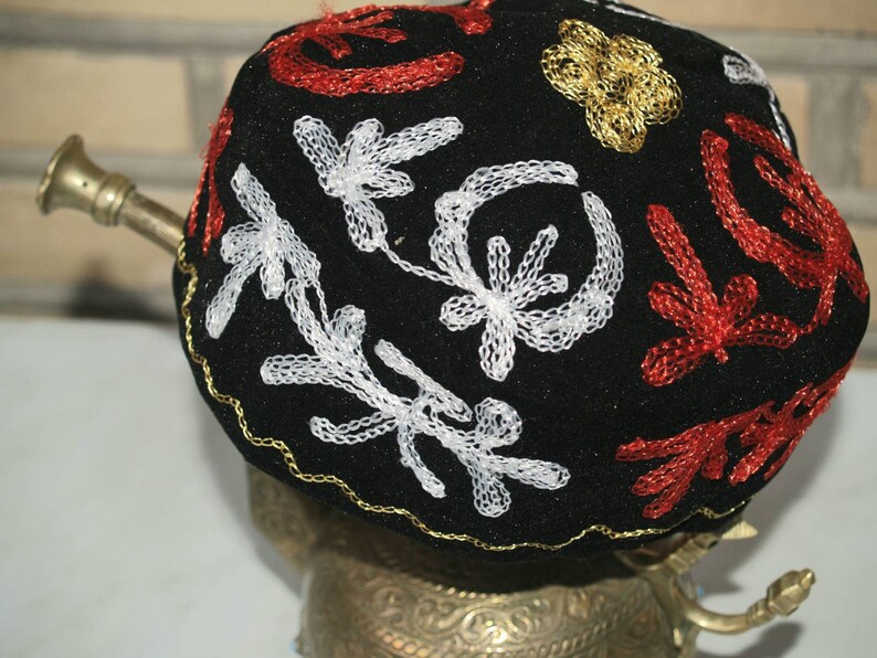 Tubiteika Uzbek Traditional Embroidery Ethnic Vintage Hat Bohemian skullcap Tubeteika kufi kippah Boho hat Duppi Boho clothing