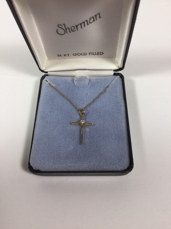 14K Yellow Gold Cross/Cubic Zirconia