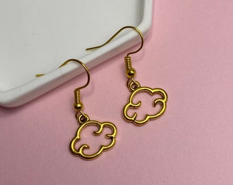 Gold Cloud Earrings // Cloud charm earrings, Dangly cloud earrings, Gold charms, Gift for her, Cloud pendants