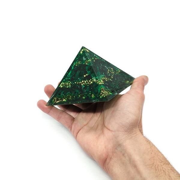 Orgonite Pyramid "Eternal Youth of the Pharaoh" - Large Spiritual Orgone Crystal with Gemstones | Emerald | rock crystal | Herkimer Diamond]