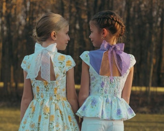 Forsythia PDF Sewing Pattern | Dress for Kids ages 1-12 | Short and long sleeve options